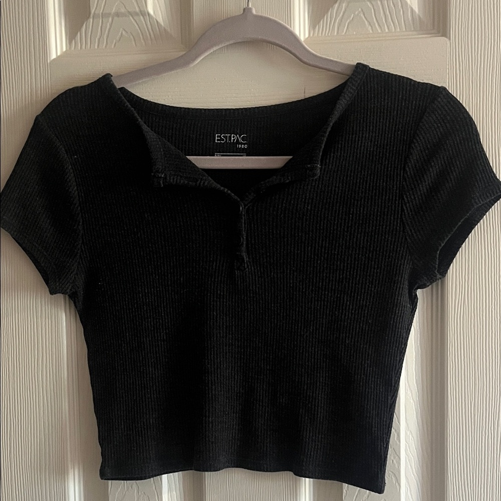 PacSun Black Ribbed Cropped Top